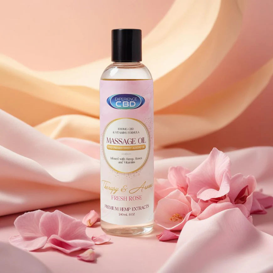 Experience CBD Hemp infused Massage Oil - Fresh Rose 1000mg