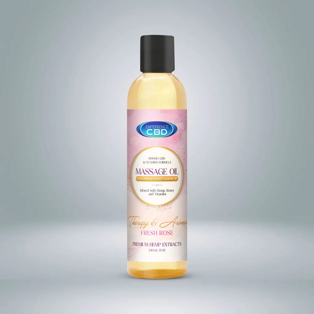 Experience CBD Hemp infused Massage Oil - Fresh Rose 1000mg