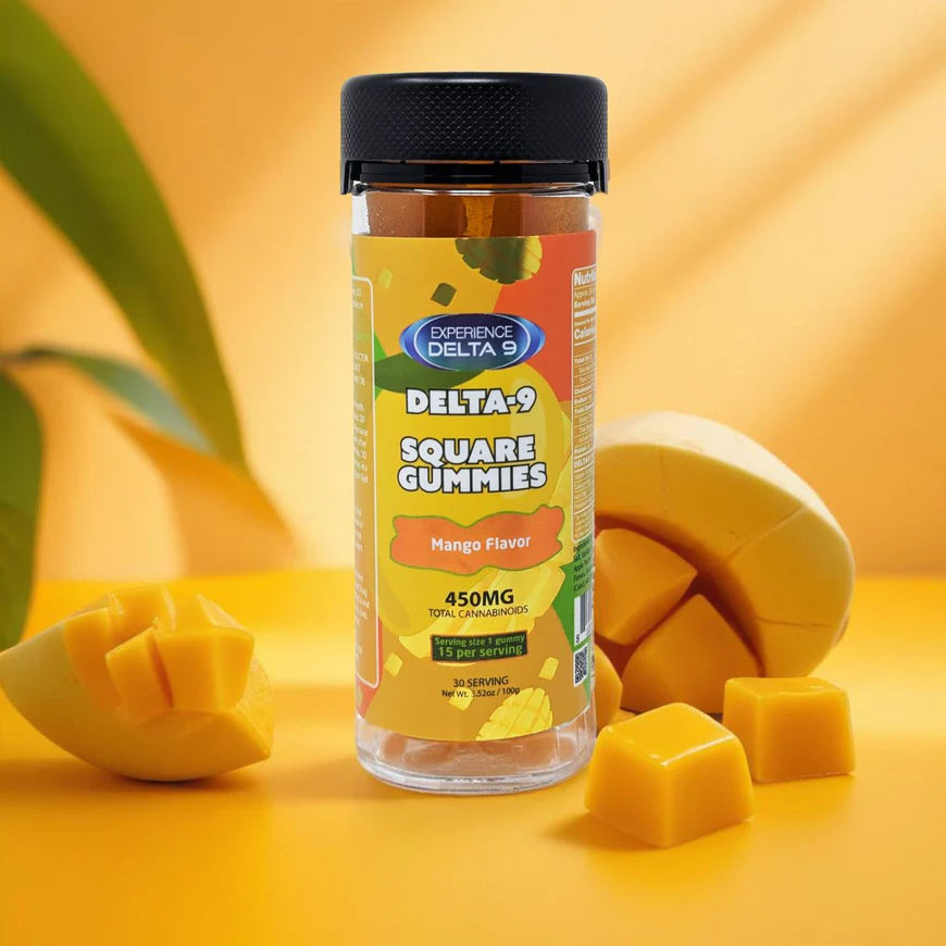 Experience Delta 9 Square Gummies Mango Flavor (450MG)