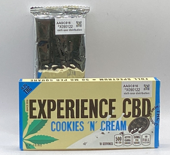 Experience CBD Cookies & Cream Full Spectrum CBD Chocolate Bar 500mg