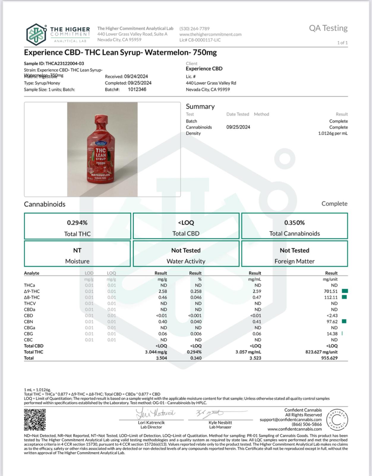 Experience Delta 9 THC Sugar Free Lean Syrup Watemelon (750MG)