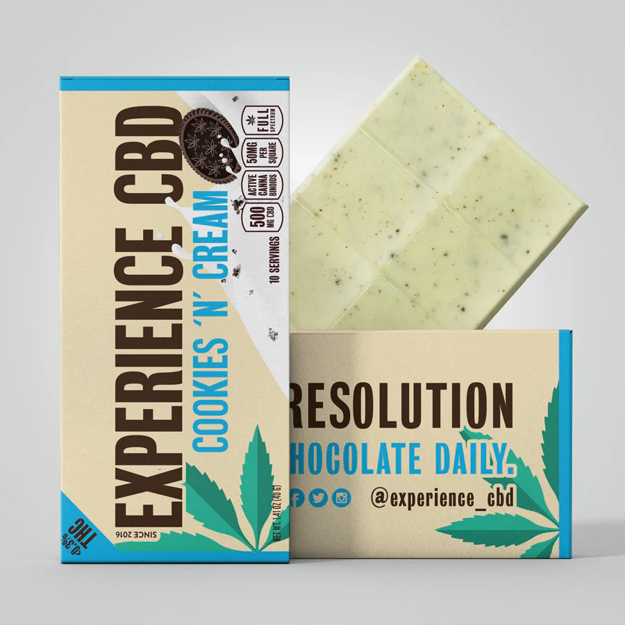 Experience CBD Cookies & Cream Full Spectrum CBD Chocolate Bar 500mg