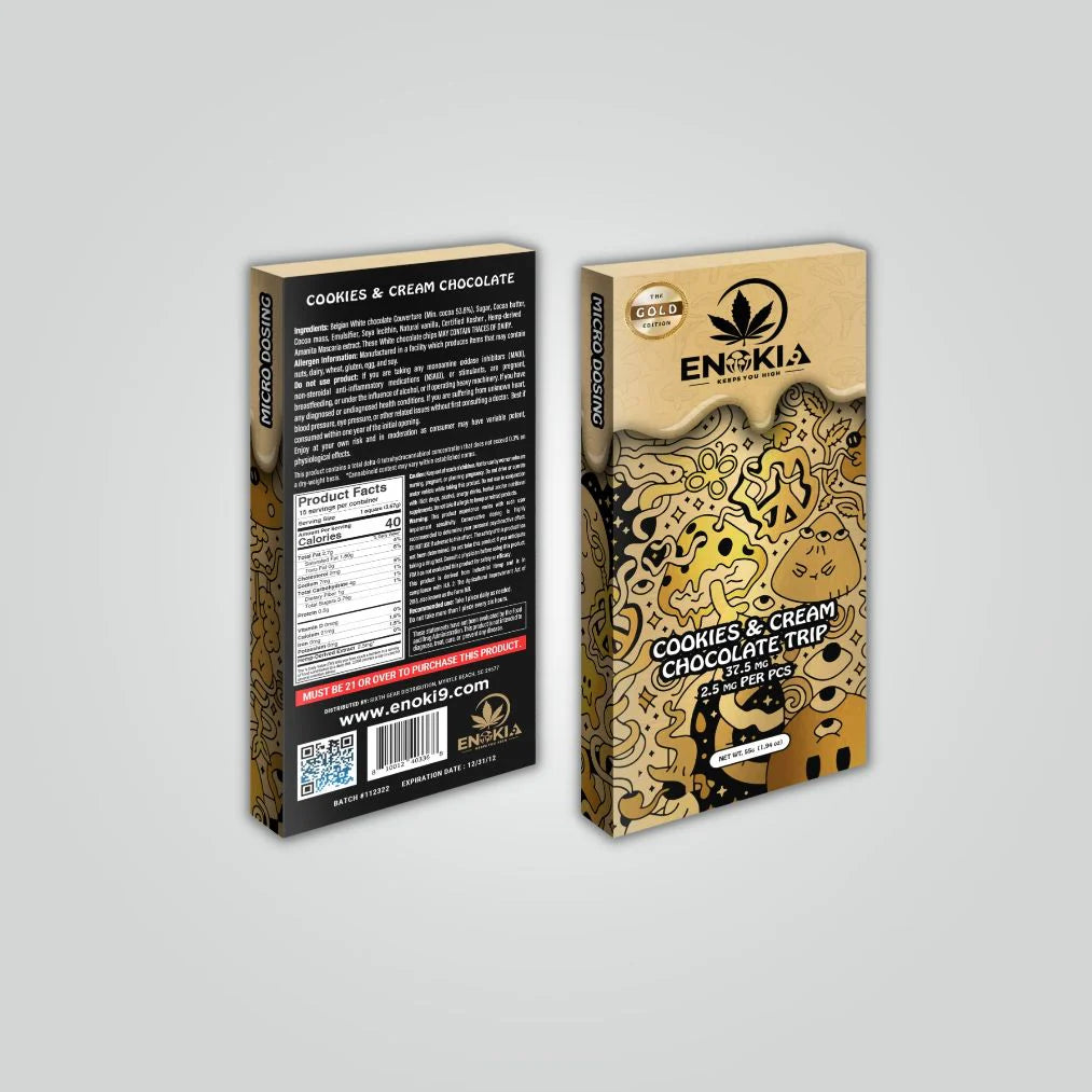 Enoki-9 Microdose Mushroom Cookies and Cream Chocolate 37.5mg
