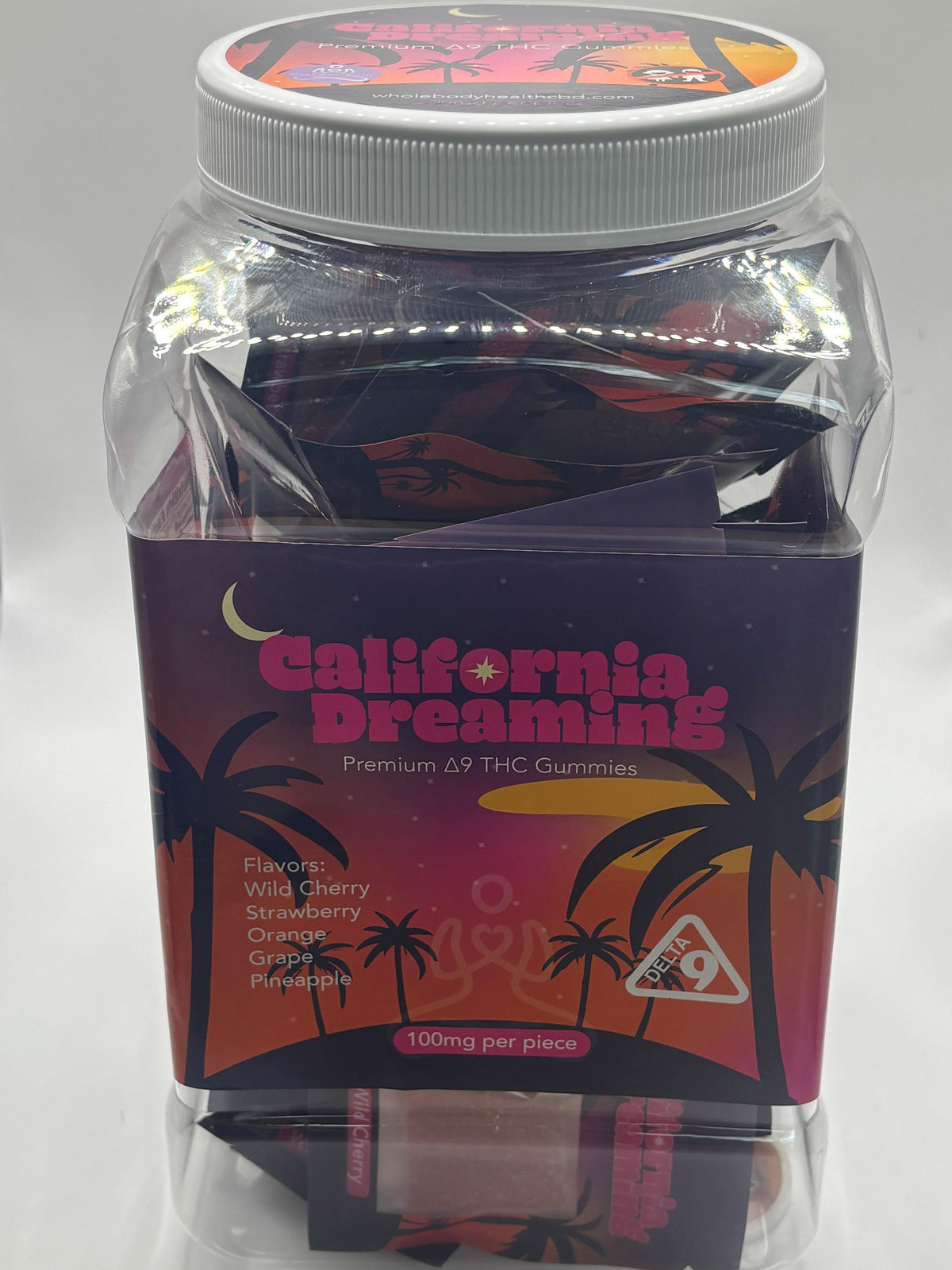 California Dreaming 100mg delta 9 gummy tub of 50 gummies